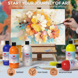 15 Colors Large Acrylic Paint Set (16.9 Oz,500 Ml), Bulk Acrylic Paint Non-Toxic Art Painting Supplies On Multi Surface Pumpkin Canvas Wood Craft Fabric Rock For Artist Kids With Color Wheel