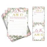Bridal Shower Games - Who Am I Wedding Party Game - Boho Floral Greenery Bachelorette/Engagement Party Supplies Activities - Pack Of 30 Game Cards (A14)