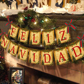 Merry Christmas Banner Feliz Navidad Banner Sign Vintage Indoor Christmas Decorations Feliz Navidad Party Decorations For Christmas Home Office Party Fireplace Mantle Decor Xmas Holiday Decor