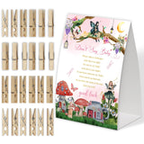 Fairy Don'T Say Baby Game For Baby Shower, Pack Of One 5X7 Sign And 50 Mini Natural Clothespins, Baby Shower Decoration, Gender Neutral Party Supplies - Sc16