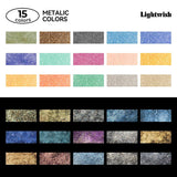 15 Color Super Glitter Watercolor Paint Set - Metallic & Shimmery For Art, Crafts | Easy To Load, Superior Adhesion, Quick Activation On Paper