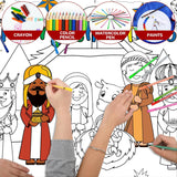 2 Pcs Christmas Coloring Posters - Jesus O Holy Night Giant Pages With 24 Color Pens - 31.4 X 43.3 Inch Xmas Huge Table Cover For Home Classroom Party Supplies Favor