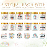 12 Pcs Teacher Appreciation Gift For Graduation End Of The Year, 3. 5Oz Scented Soy Wax Fragrance Thank You Candle Gift Aromatherapy Jar Inspirational Candle, 12 Style(Rainbow, White)
