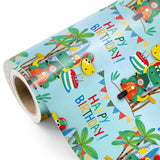 Birthday Dinosaur Wrapping Paper Roll - Mini Roll - 17 Inch X 9.8 Feet - Dinosaur And Happy Birthday Wrapping Paper, Perfect For Girl Kids Boy, Baby Shower, Party, Holiday
