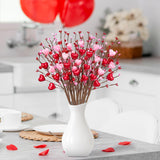 26Pcs Valentines Decorations Day Artificial Flowers Picks Decor - Berry Stems With Red Pink Heart Gifts For The Home Table Centerpieces - Style 2