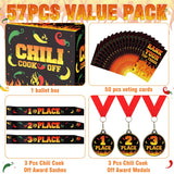 Chili Cook Off Contest Ballot Box With 50 Pcs Pepper Voting Cards 3 Pcs Trophy Medals 3 Pcs Award Sash For Chili Cook Off Game Prizes Award Party Supplies Decorations