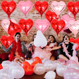 Red Pink Rose Gold Heart Shaped Balloons, 15 Pcs 18 Inch Valentines Day Foil Heart Balloons For Valentine'S Day Wedding Bridal Shower Anniversary Engagement Party Supplies Decorations