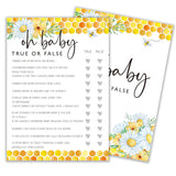 Bee Baby Shower Games, Oh Baby True Or False Game, Summer Daisy Bumble Bee Gender Neutral Party Supplies & Favor, 5X7 In & Set Of 25-A01