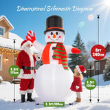 8 Ft Christmas Inflatables Yard Decorations Snowman Outdoor, Giant Christmas Blow Ups Outdoor Decor Waterproof With Buil
