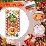 Christmas Gingerbread House Door Cover Decorations Gingerbread House Hanging Banner Candy Cane Wreath Door Banner For Xmas Holiday Candyland Party Backdrop Front Doors Decor 71X35 Inch
