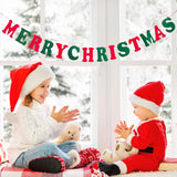 Merry Christmas Banner Red Green Wool Felt Garland Christmas Decorations Indoor Happy Holiday Decorations Cute Hanging Decor For Mantel Fireplace Wall, Kids Bedroom, Living Room,Party Supplies