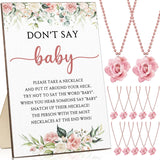 51 Don'T Say Baby Shower Game Pink Rose Baby Shower Decorations Included Rose Game Sign Wood Table Sign 50 Felt Floral Necklaces For Gender Reveal Party Favors