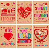 Treasure Cove Valentines Day Cards for Teachers Kraft Happy Valentine's Day Cards with Envelopes for Teachers Appreciation Gift 12Pcs
