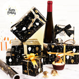 Birthday Wrapping Paper Roll - Matte Black And Gold Foil Gift Wrapping Paper For Women Men Boys Girls, Gold Foil Balloon Design Gift Wrap For Birthday Father’S Day Graduation, 17 Inch X 33 Feet