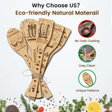 6Pcs Baking Gnome Wooden Kitchen Cooking Utensil Set, 11.9In Non Toxic Bamboo Wood Spoon Set For Cooking, Best Housewarming Birthday Thanksgiving Christmas Gift For Women Mother