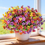 Artificial Flowers For Outdoors, 12 Bundles Fake Daisy Flowers Spring Decor, Uv Resistant Faux Flower Daisy With Eucalyptus For Garden Porch Planter Box (Mix Pink Red Purple Yellow)