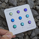 Handmade Watercolor Paints - Oceans 8 Dot Card (9 Colors). Color Shift, Metallic, Shiny, Shimmer