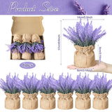 6 Pack Fake Lavender Plant Small Artificial Lavender Flowers Decor Burlap Bag Rustic Plant Potted For Kitchen Farmhouse Home Bedroom Wedding Table Country Indoor Decor