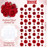 12 Pcs Valentine'S Day Artificial Flower Garlands 6.6 Ft Hanging Rose Decorations With Hooks Wildflower Backdrop Fake Floral Garlands Faux Silk Flower For Wedding Birthday Party(Red)