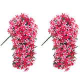 Artificial Fake Hanging Flowers Plants For Outdoors Decoration, Uv Resistant 2Pcs Faux Lily Flower Vines For Home Patio Porch Balcony Garden Yard, Pink & Rose