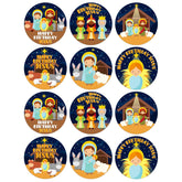 Religious Christmas Stickers Labels - 36Pcs Nativity Gift Tags Happy Birthday Jesus Stickers For Kids Classroom Cards Envelope Seals Christmas Decorations Christian Party Favor Supplies