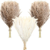 100 Pcs Dried Pampas Grass Decor 17 Inch Bulk Natural Small Pompous Wild Fluffy Pompas Floral Boho Decor Flowers For Wedding Party Farmhouse Home Decor Bathroom Office Kitchen (White, Brown)