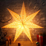 2 Pack 20 Inch Paper Star Lanterns, Star Paper Light Christmas Decor, 7 Points Warm White Led Star Light With Plug, Coll