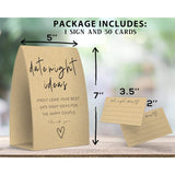 Date Night Idea Sign, Kraft, Date Night Idea Cards, Minimalist Bridal Shower Games, Minimalist Bridal Shower Decorations - One Sign And 50 Cards (Ges35)