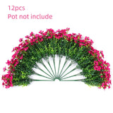 Artificial Flowers For Outdoor Indoor Garden Home Decoration, Faux Flower Daisy With Eucalyptus Leaves Fake Plants Greenery Boxwood Porch Patio, 12 Bundles (Rose Red)