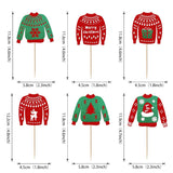 24 Pack Ugly Sweater Cupcake Toppers Christmas Tree Deer Snowflake Cupcake Picks Merry Christmas New Year Holiday Ugly Sweater Xmas Party Cake Decorations Supplies