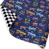 Monster Truck Reversible Wrapping Paper Mini Roll, Checkered Flag Design, Perfect For Kids And Boys Birthdays, 17" X 33'(46.7 Sq. Ft)