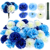 120 Pack Artificial Carnations With Stems Leaves Eternal Blossom Silk Carnation Flower Artificial Pom Pom Mini Hydrangea Birthday 9J3S5W2Yr19 0