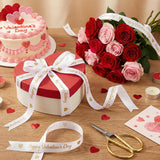 10 Yards Happy Valentine'S Day Ribbon Glitter White Gold Heart Ribbon Craft For Hair Bow Wreath Crafts Gift Wrapping Flower Bouquet Anniversary Wedding Decor Birthday Party Supply(2 Inch)