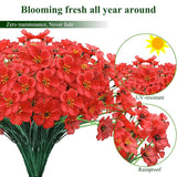 20 Bundles Outdoor Artificial Flowers Uv Resistant With Red Faux Silk Flowers And No Fade Fake Plastic Plants For Spring Summer Outside Planters Porch Window Box Garden Decor