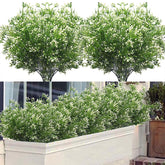 Outdoor Artificial Plants & Flowers Fake Outdoor Plants Artificial Shrubs For Outdoors Plastic Floral Arrangements Artificial With Vase (8 Pcs/White)