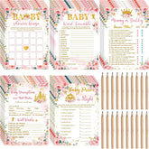 125 Pcs Princess Baby Shower Games For Girls 5 Styles Cards With 20 Pencils For Decorations Baby Shower Activities Include Number Game, Predict Who, Descriptions And Well Wishes, Price