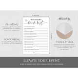 50 Who Knows The Bride Best (50-Cards) Fun Wedding Shower Decorations Engagement Party Rehearsal Dinner Game Activity, How Well Do You Know The Bride, Minimalist Script