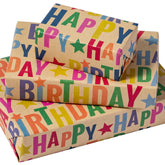 Kraft Birthday Wrapping Paper Sheet - 6 Sheets Colorful Happy Birthday Wrapping Paper Folded Flat For Kids, Baby Shower, Party, Holiday - 19.7 Inch X 27.5 Inch Per Sheet