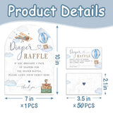 7" X 10" Baby Shower Decoration - Sky And Planes - 50 Pieces Of Diaper Raffle Tickets, And 1 Sign Baby Shower Game, Diaper Raffle Tickets, Suitable For Party Table Decoration & Games - A10