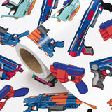 Gun Wrapping Paper Roll - Mini Roll - 17 Inch X 9.8 Feet - Cartoon Gun Toys Wrapping Paper, Perfect For Boys Birthday, Baby Shower, Game Lover