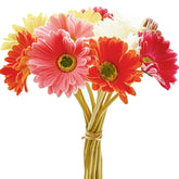 Pu Multiclor Gerbera Daisy Artificial Flowers 12 Stems For Thanksgiving And Christmas Decorations Flexible Centerpiece Wedding Bouquet Home Décor