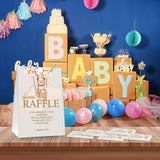 Diaper Raffle Party Games, Boho Bear Balloon Baby Shower Game, Watercolor Brown Themed Baby Gender Reveal Party Supplies & Activities -1 Double Sided Standing Sign + 50 Guessing Cards (A11)
