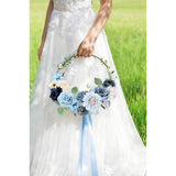 Blue Artificial Flowers Combo Box Set Silk Flowers Fake Rose For Diy Floral Arrangements Wedding Bouquets Centerpieces Baby Shower Party Home Decorations