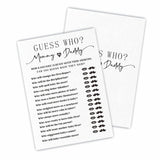 30 Guess Who Game Cards For Baby Shower Game & Activity - Mommy Or Daddy Minimalism Double-Sided Fill In Style Game Cards, Gender Reveal Game - Baby Shower Party Favors & Decorations -A02