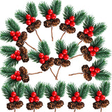 20 Pack Artificial Christmas Tree Picks Assorted Red Berry Pine Picks With Pinecones For Christmas Flower Arrangements Wreaths And Holiday Decorations(A)