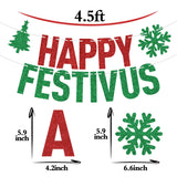 Red Glitter Happy Festivus Banner, Merry Christmas/Feliz Navidad, Spanish Christmas New Year Holiday Party Decorations Supplies