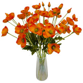 Orange Poppy Flowers Artificial For Wedding Decorations,12 Pcs Fake Faux Silk Poppies Bulk For Home Decor Table Centerpieces Floral Arrangement(23.5‘’, Orange)