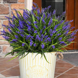 20 Bundles Artificial Plants Outdoor,Fake Flowers Uv Resistant Outdoor Fake Plants,Faux Lavender Shrubs For Window Garden Patio Hanging Planter Pathway Front Porch (Purple)