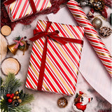 Christmas Stripe Wrapping Paper Roll - 17 Inch X 33 Feet - Classic Red Candy With Gold Diagonal Stripes Winter Holiday Gift Wrap For Weddings Birthday Party Showers And Scrapbooking