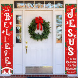 Christmas Front Porch Banners Religious Nativity Scene Sign New Year Hanging Banner Believe Jesus Is The Reason For The Season Xmas Decor For Front Door Winter Holiday Wall Decor, 12 X 71 Inch